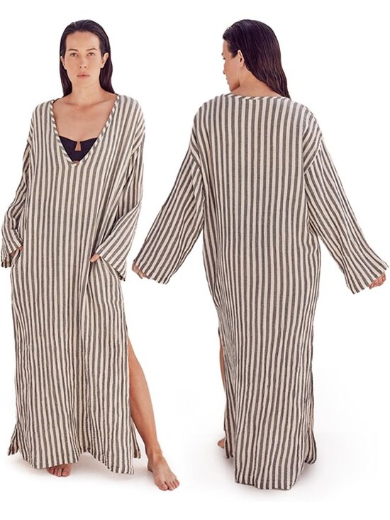 Other - Women Grey Organic Cotton Gauze Sand Cloud Beach Coverup Swimsuit Coverup V-neck